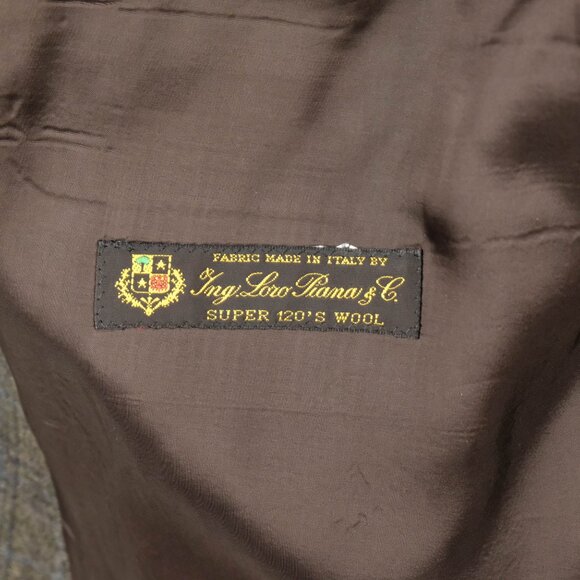 Baumler Blazer Mens 46 Short Brown Check Loro Piana Super 120s Elbow Patches - Picture 15 of 15